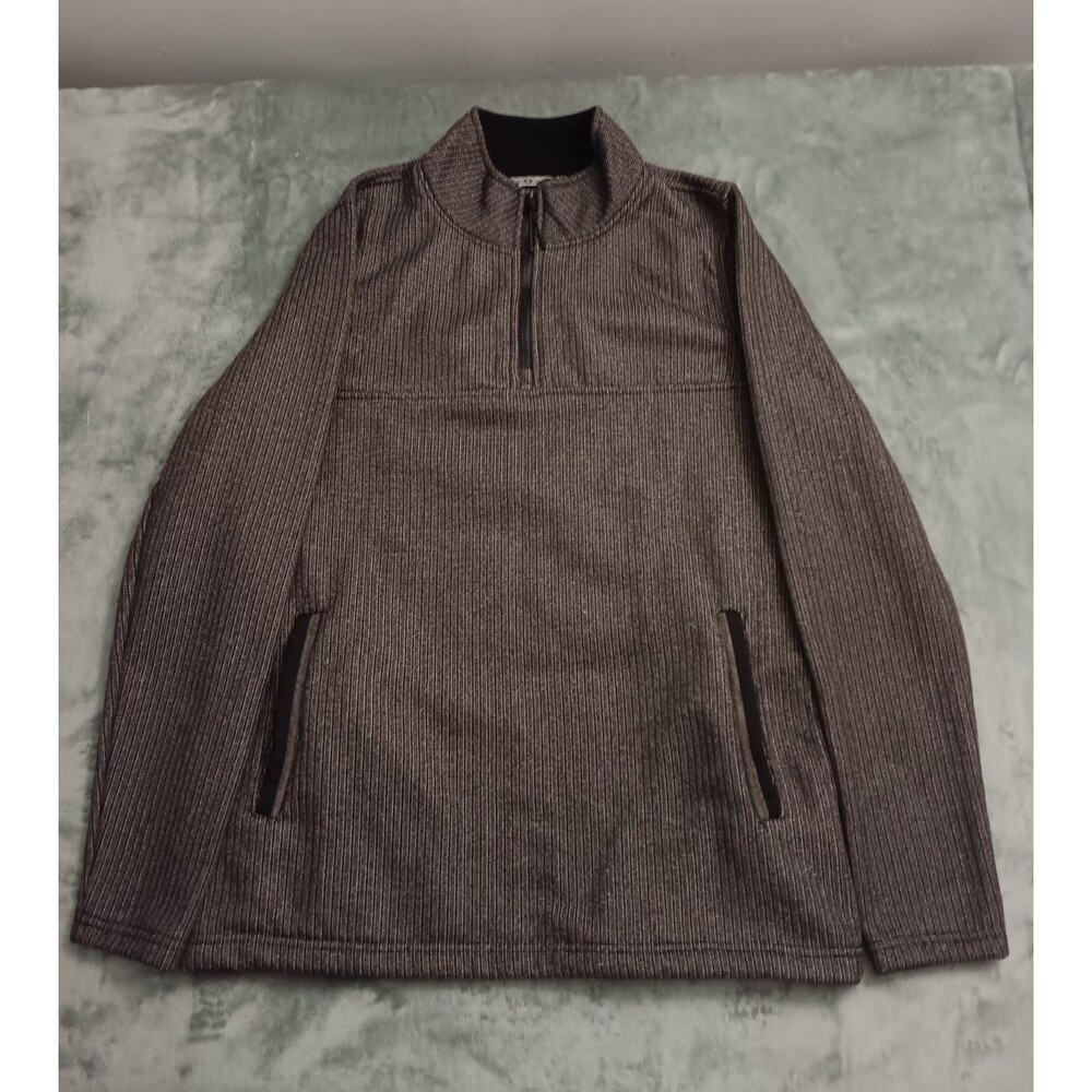 Departwest Men's Medium Brown Quarter Zip Pullover Fleece Lined Sweater Jacket